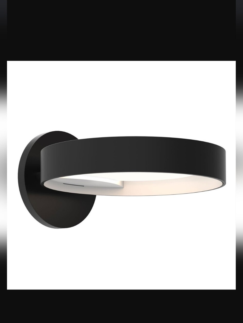 NIB Sonneman Light Guide Ring LED Sconce Satin Black 2650.25W